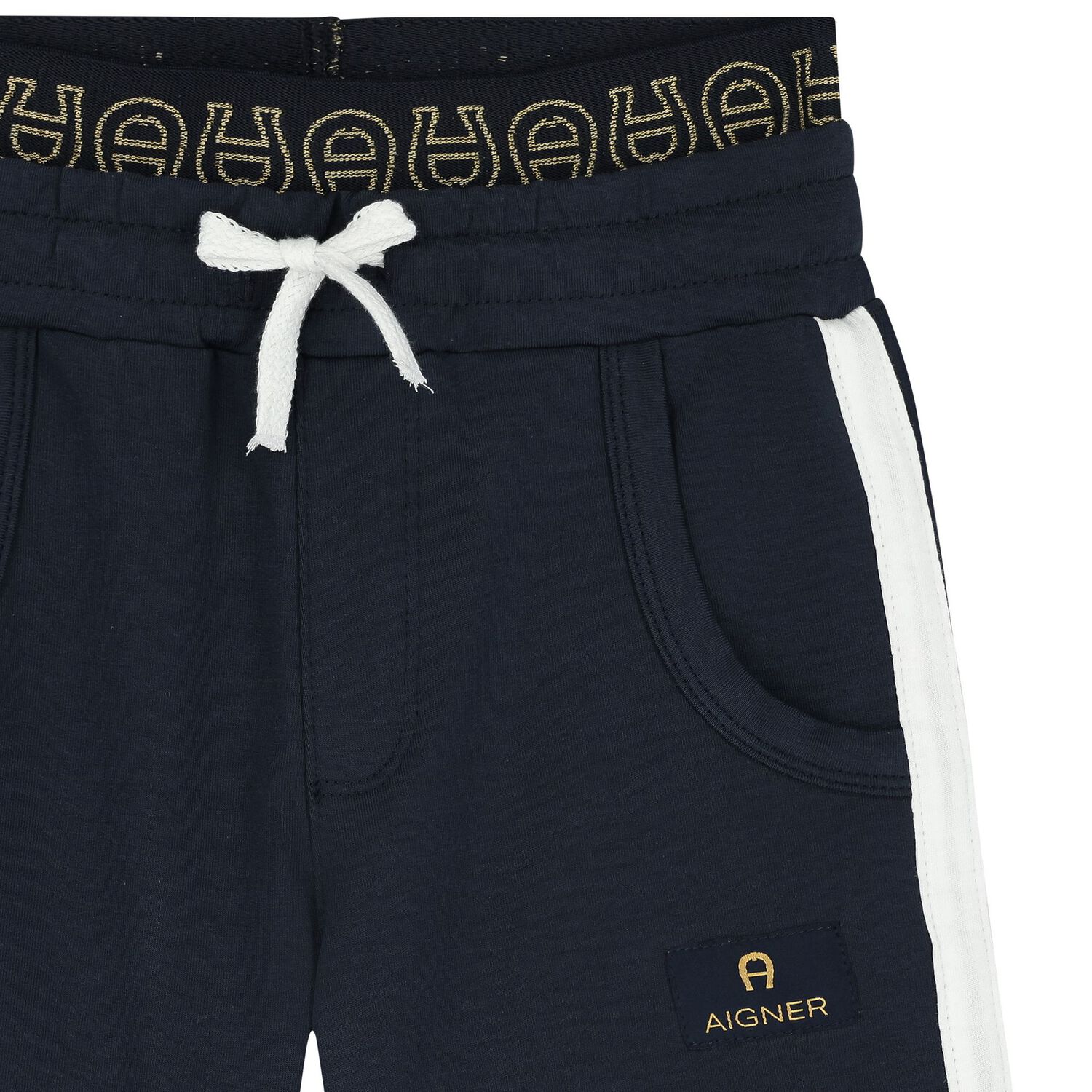 Boys Navy Blue Logo Shorts, 1, hi-res