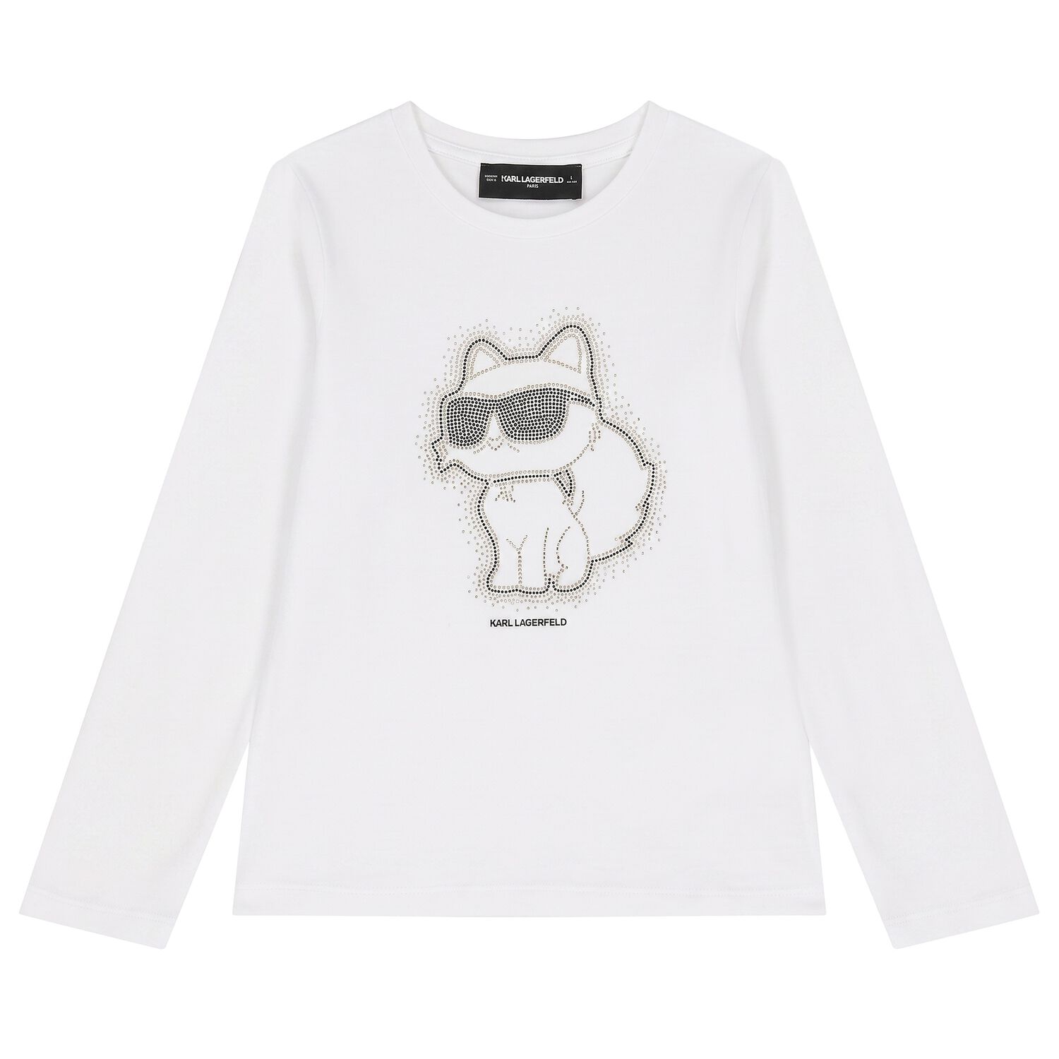 Girls Mini Me White Choupette Long Sleeve Top, 1, hi-res