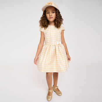 Girls Ivory & Gold Dress