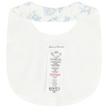 Ivory & Blue Teddy Bear Baby Bib