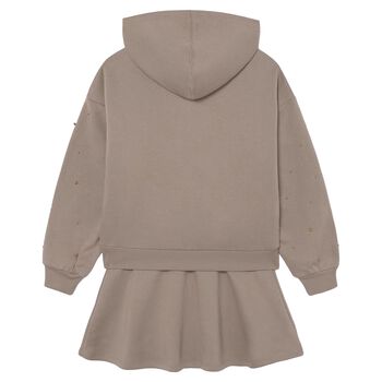 Girls Beige Embellished Skirt Set