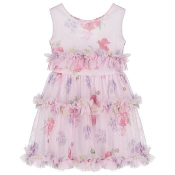 Girls Pink Floral Tulle Dress