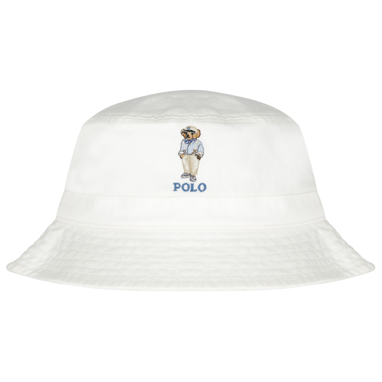 Boys White Polo Bear Hat, 1, hi-res