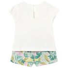 Younger Girls Ivory & Green Floral Shorts Set, 2, hi-res