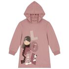 Girls Pink Hooded Sweatshirt Dress, 2, hi-res