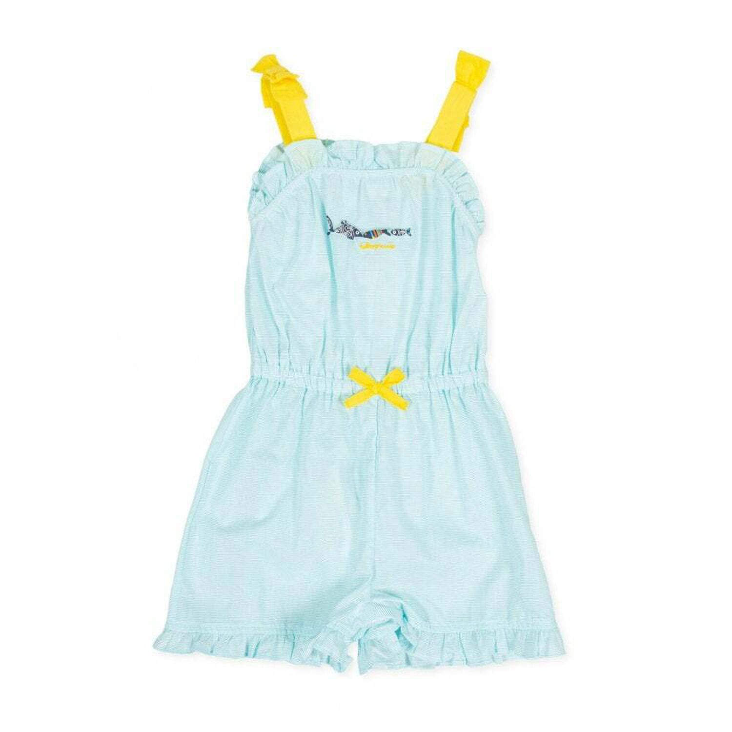 Girls Blue Cotton Sun Dress, 1, hi-res