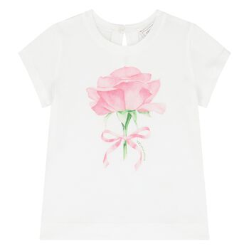 Younger Girls White Rose T-Shirt
