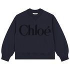 Girls Navy Blue Logo Sweatshirt, 2, hi-res