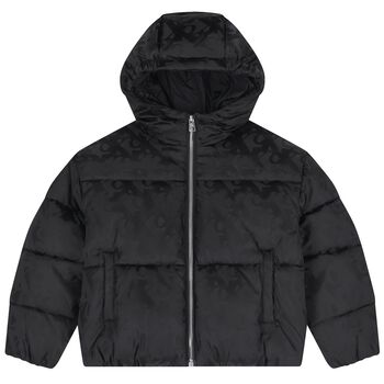 Girls Black Logo Puffer Jacket