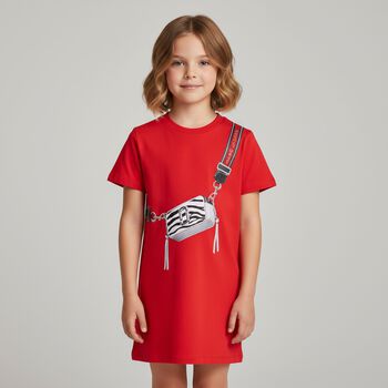 Girls Red Logo Bag Dress