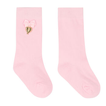 Girls Pink Bow Socks