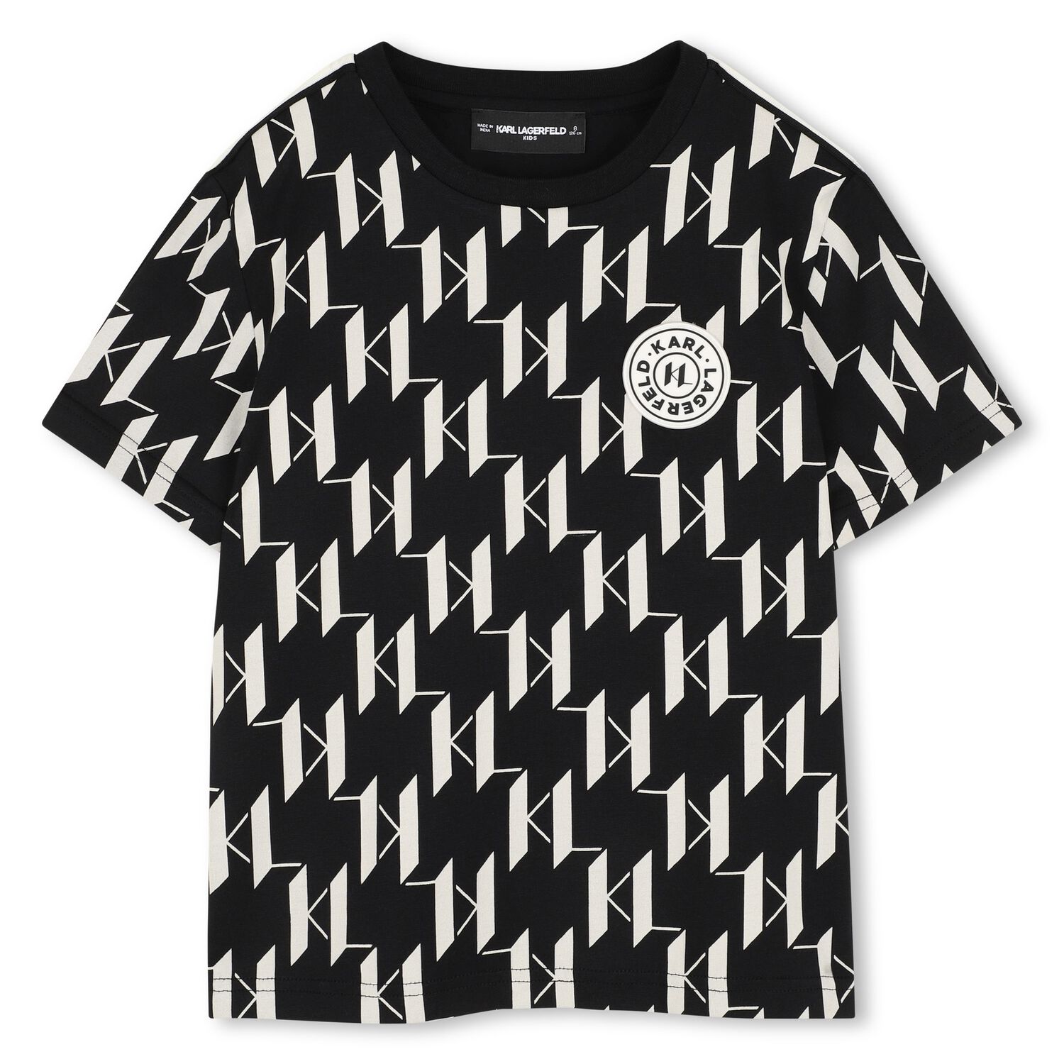 Boys Black & White Logo T-Shirt, 1, hi-res