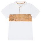Boys White Geo Map Polo Shirt, 1, hi-res