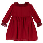 Younger Girls Red Chiffon Dress, 1, hi-res