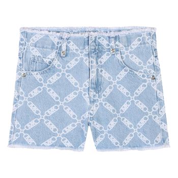 Girls Blue Logo Denim Shorts