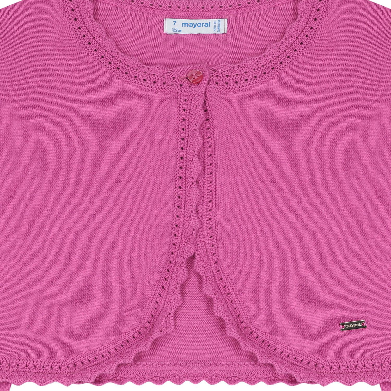 Girls Pink Bolero Knit Cardigan, 4, hi-res image number null