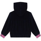 Girls Navy Blue Heart Logo Hooded Top, 1, hi-res