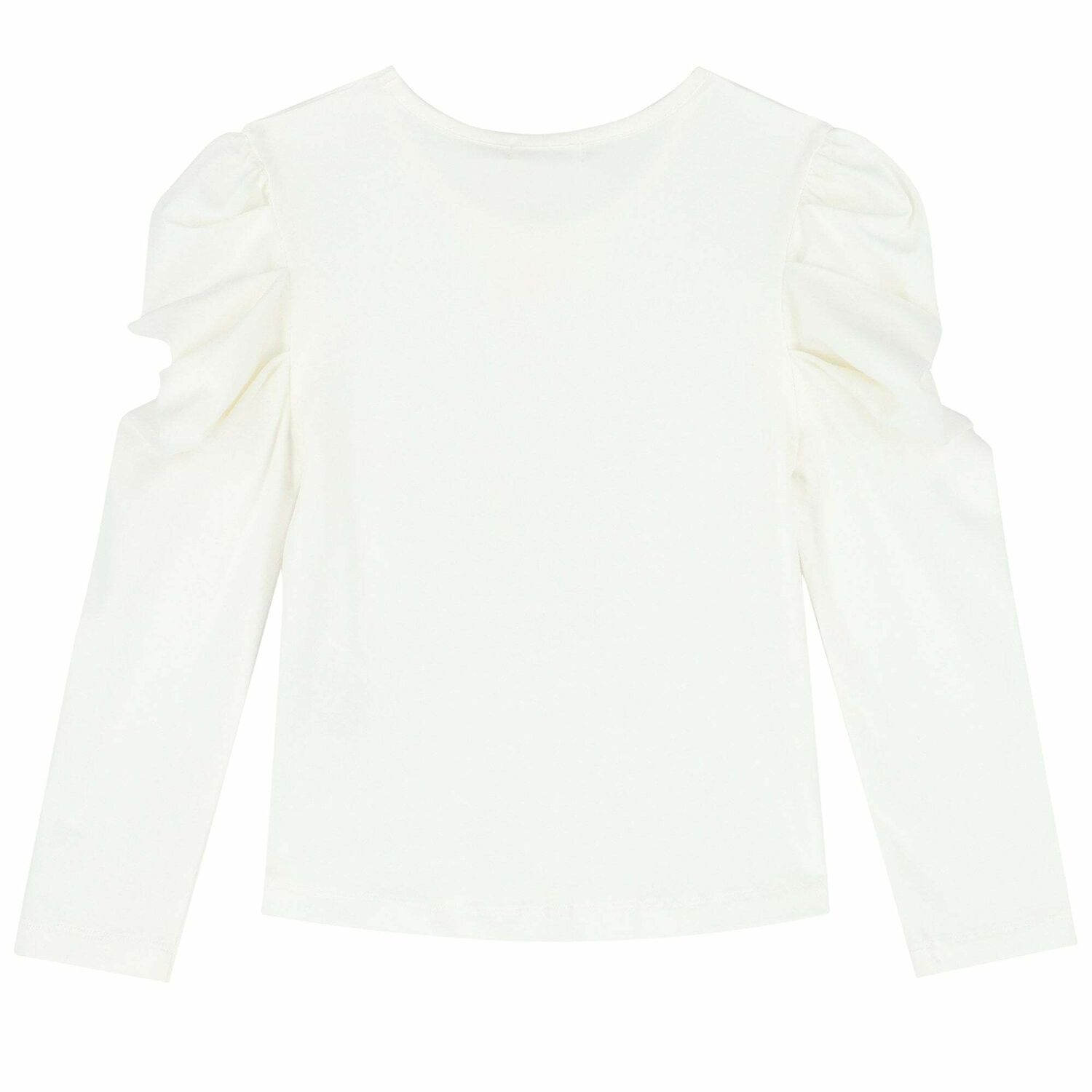 Girls Ivory Bow Long Sleeve Top, 1, hi-res