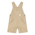 Baby Boys Beige & White Logo Dungaree Set, 2, hi-res