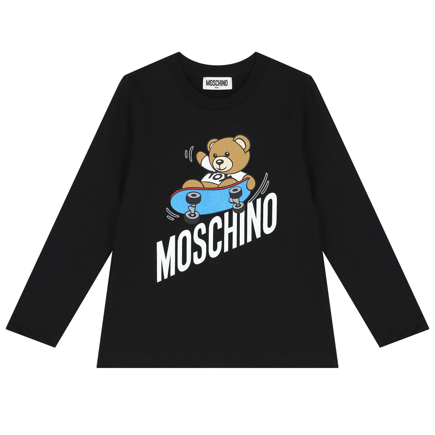 Black Teddy Bear Long Sleeve Top, 1, hi-res