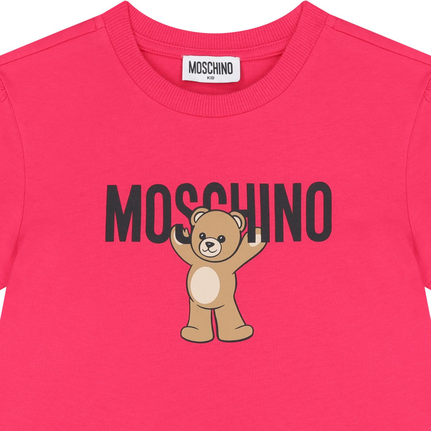 Girls Pink Teddy Bear Logo Dress, 3, hi-res