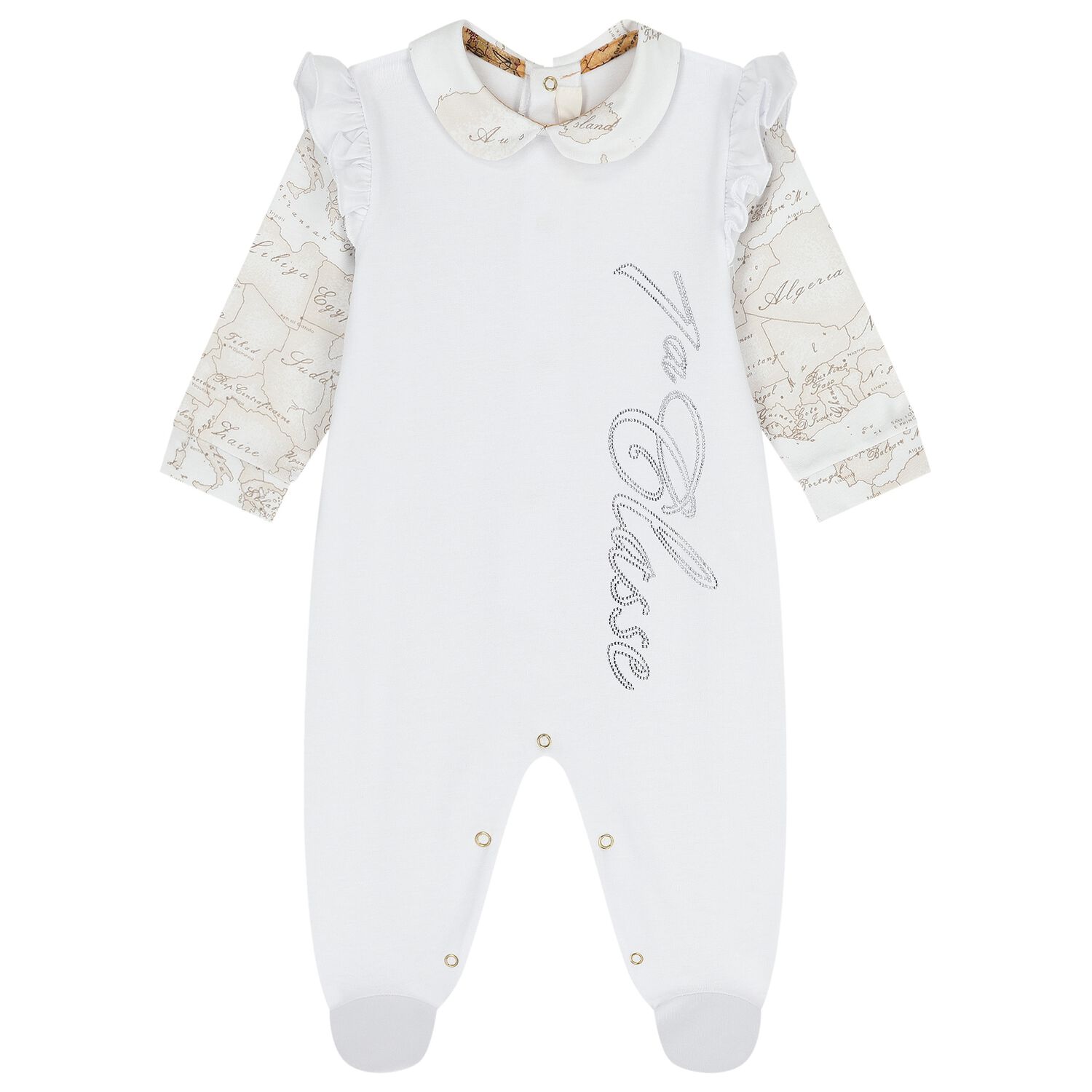 Baby Girls White Logo Babygrow, 1, hi-res