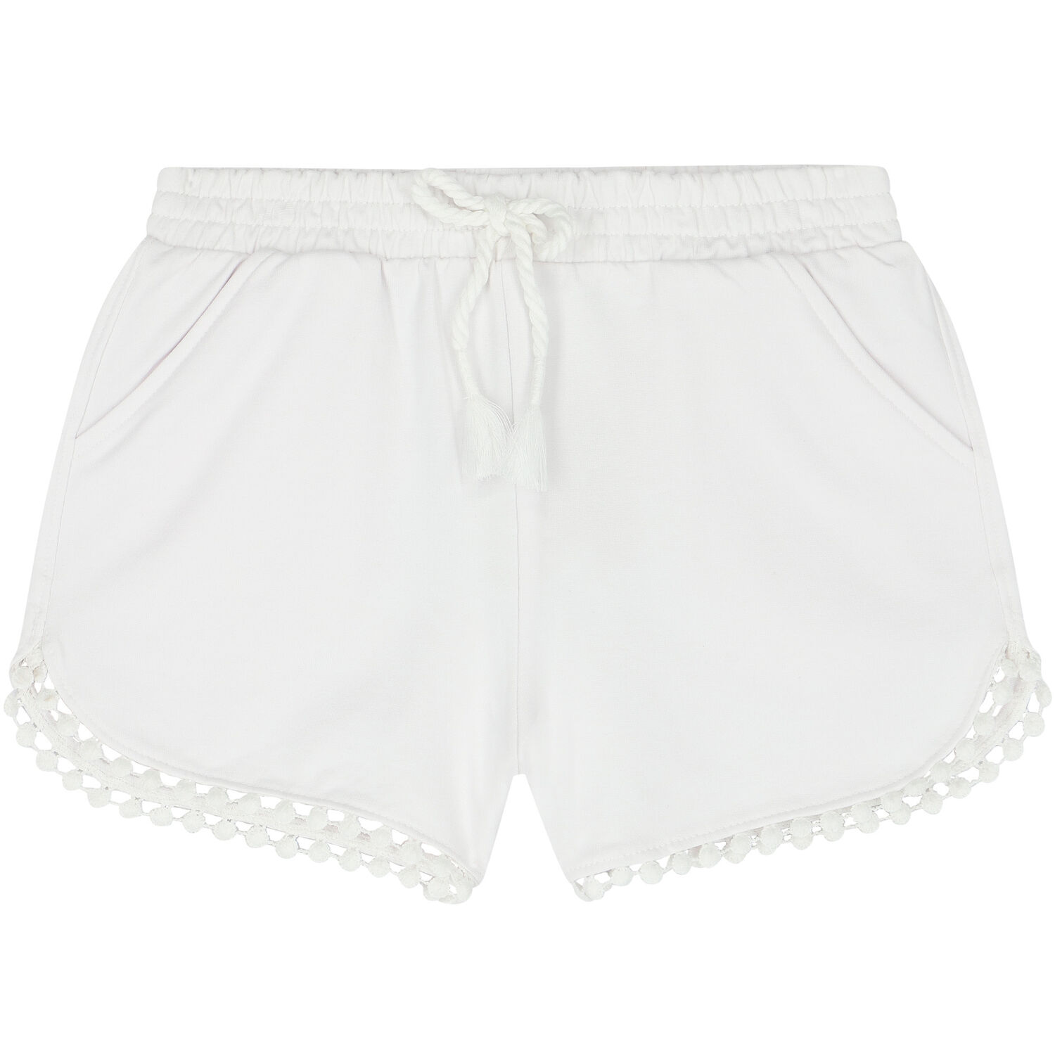 Girls White Cotton Jersey Shorts, 1, hi-res