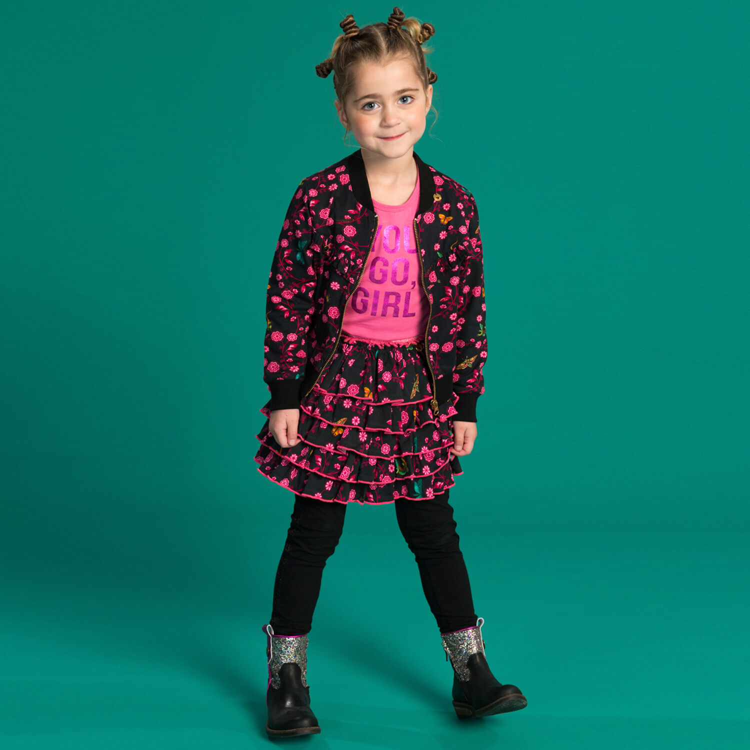 Girls Pink Slogan Top, 1, hi-res image number null