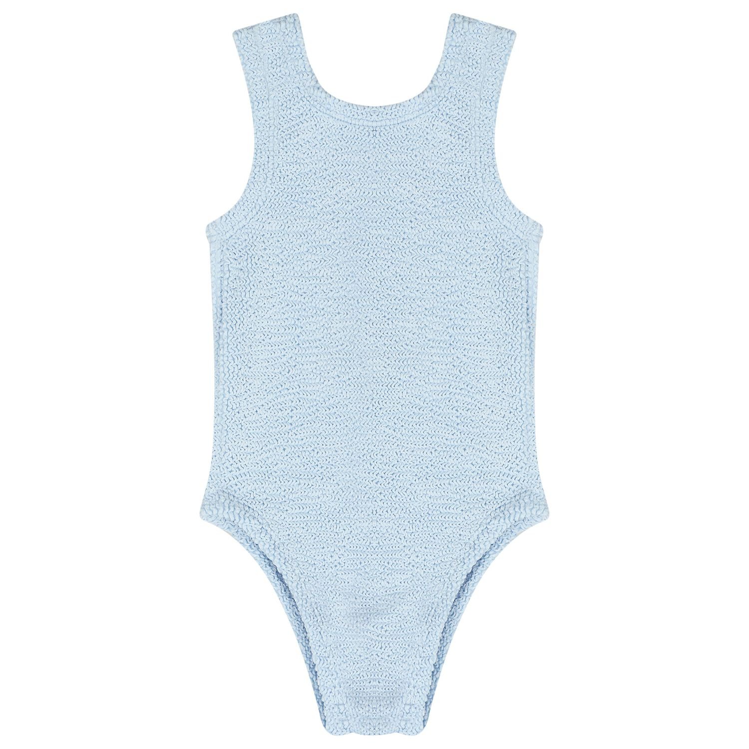 Girls Blue Crinkle Swimsuit, 7, hi-res