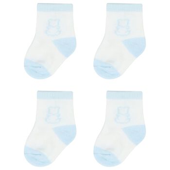 Baby Boys White & Blue Socks ( 2-Pack )