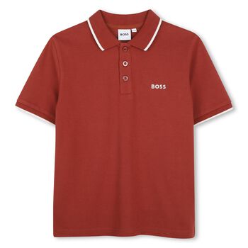 Boys Mini Me Red Logo Polo Shirt