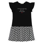 Girls Black Logo Dress, 1, hi-res