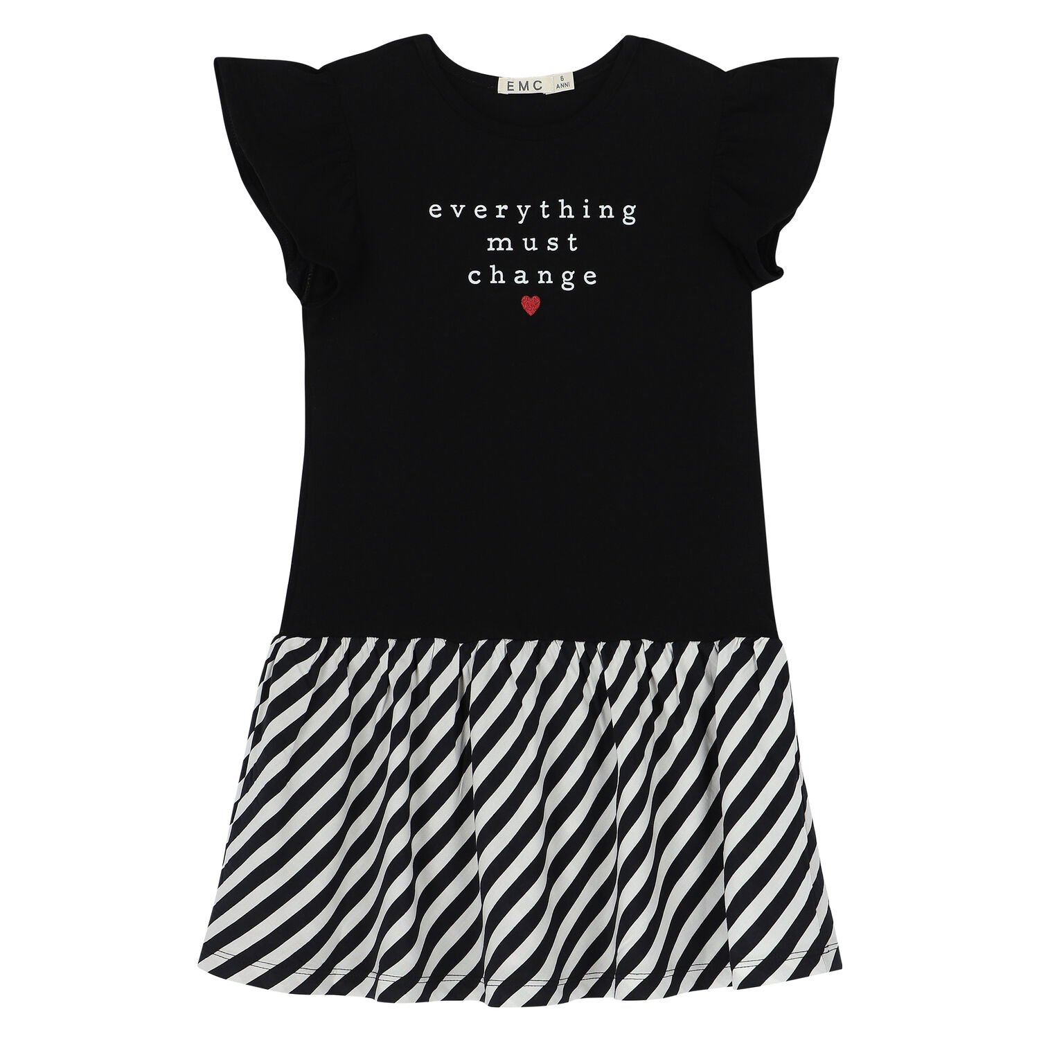 Girls Black Logo Dress, 1, hi-res