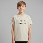 Boys Beige Logo T-Shirt, 1, hi-res