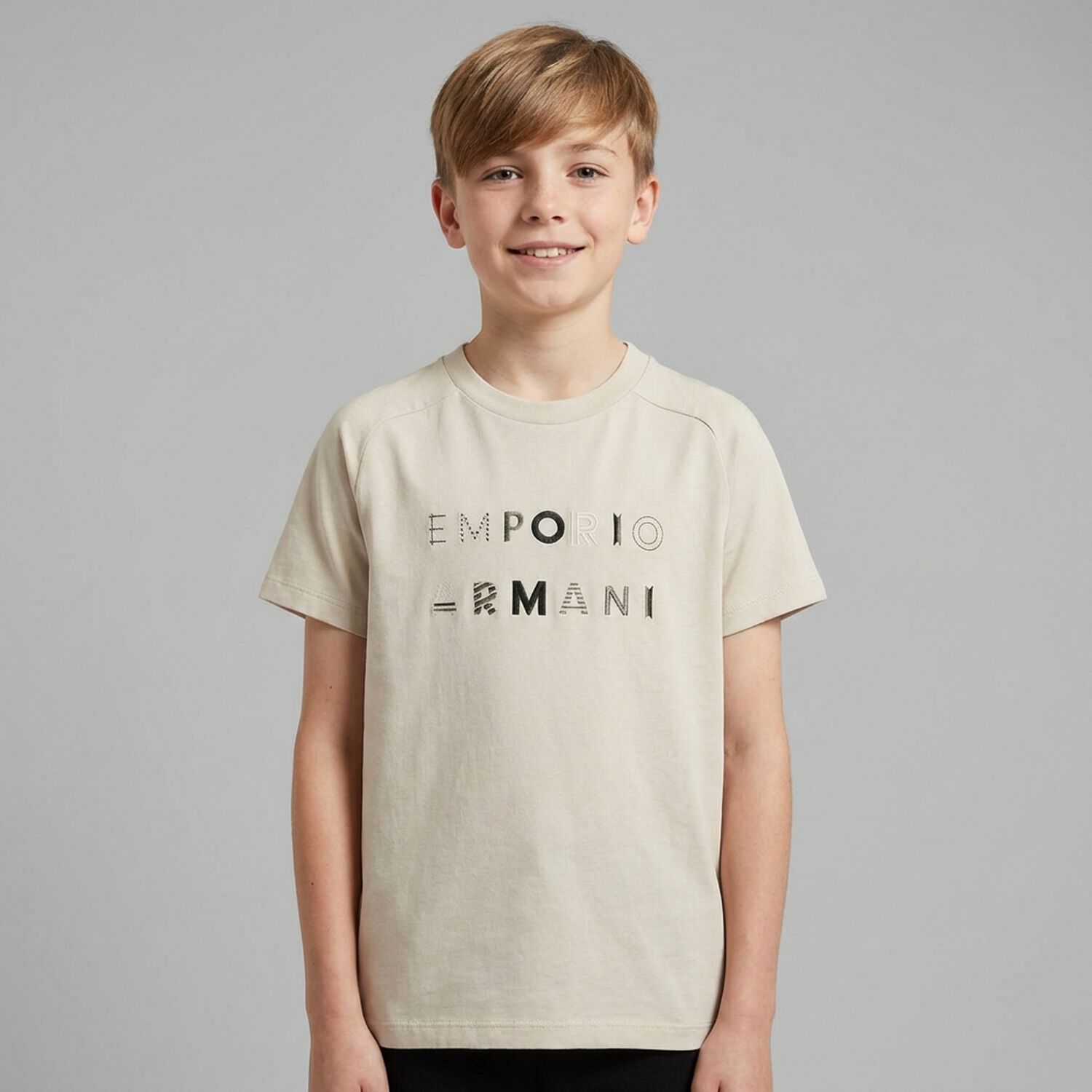 Boys Beige Logo T-Shirt, 1, hi-res