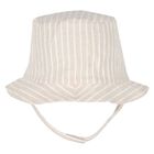 Baby Boys White & Beige Striped Shorts & Hat Set, 1, hi-res