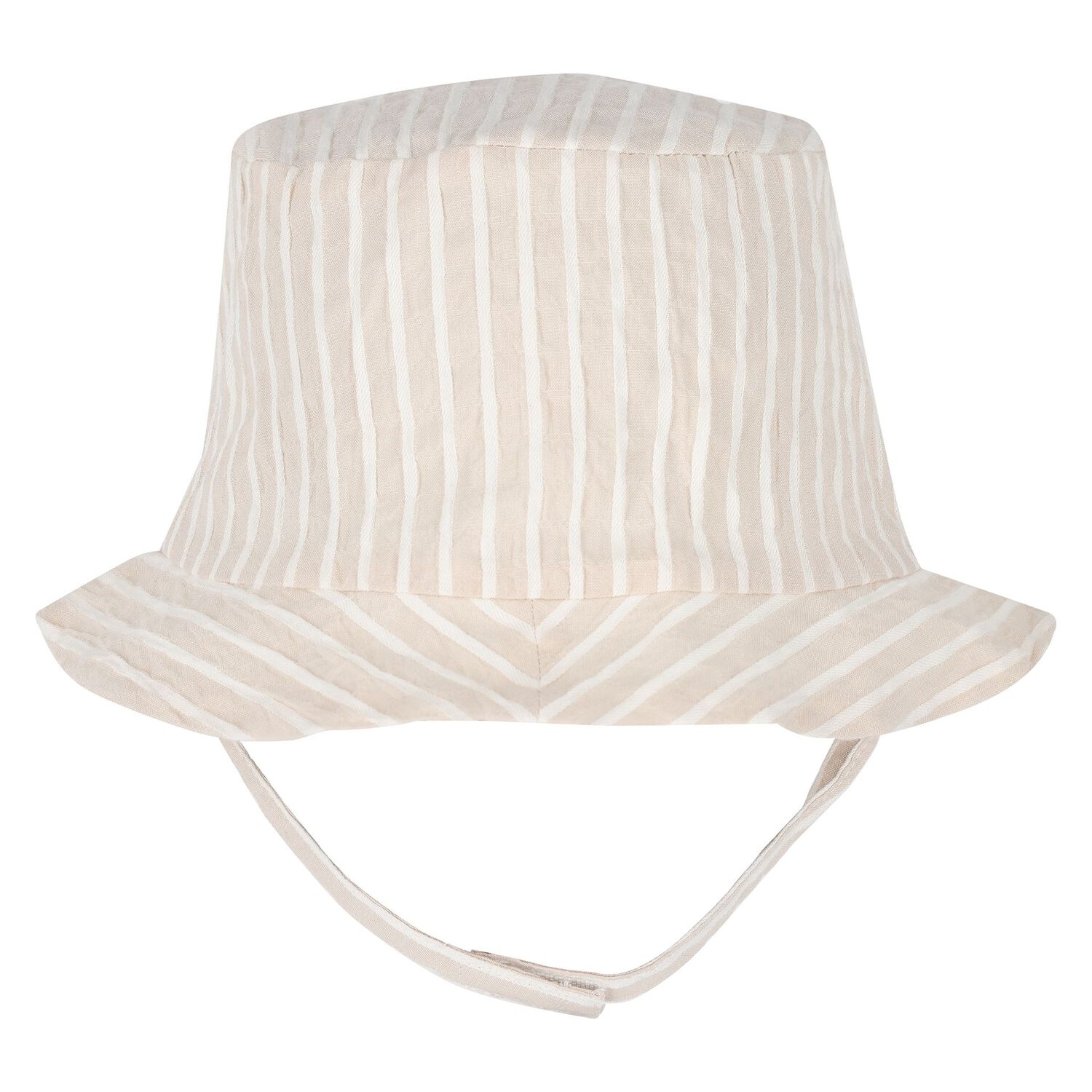 Baby Boys White & Beige Striped Shorts & Hat Set, 1, hi-res