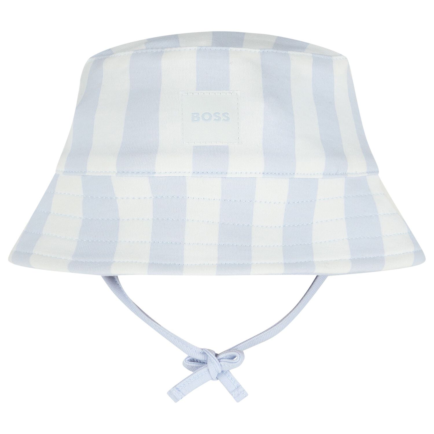 Baby Boys Blue & White Striped Logo Reversible Hat, 1, hi-res