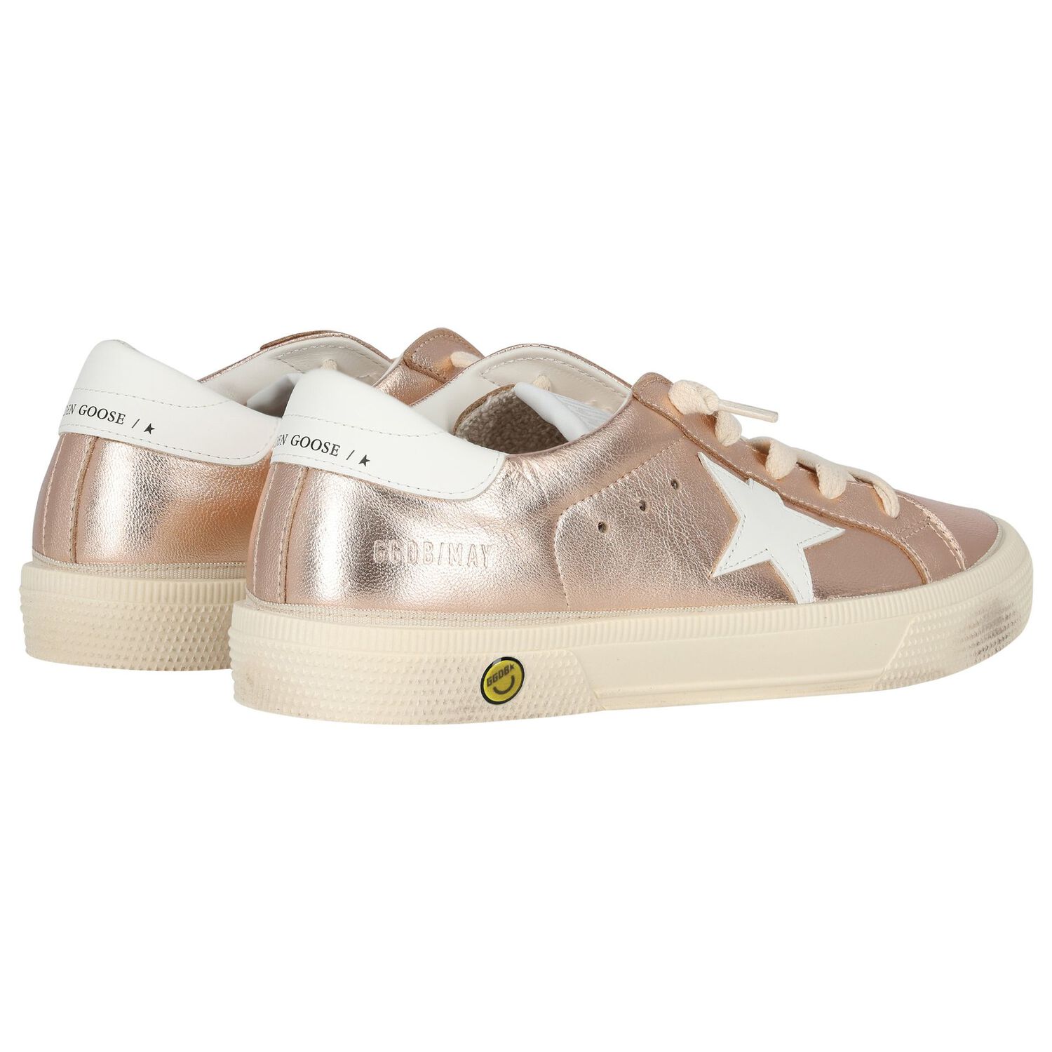 Girls Rose Gold Leather Trainers, 1, hi-res image number null
