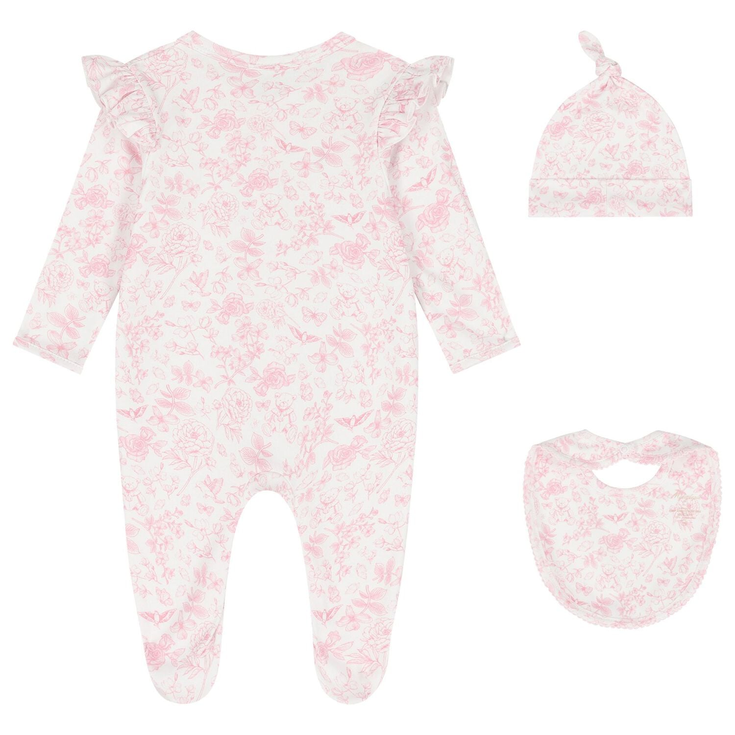 Baby Girls White & Pink Floral Babygrow Gift Set, 1, hi-res