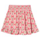 Girls Pink Tropical Leaf Ruffled Skirt, 1, hi-res