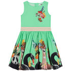 Girls Green Floral Dress, 1, hi-res