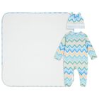 Blue & Yellow Zig Zag Babygrow Set, 2, hi-res