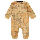 Beige Logo Geo Map Babygrow, 1, hi-res
