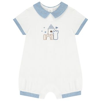 Baby Boys White & Blue Romper