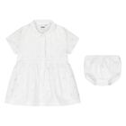 Baby Girls White Logo Dress Set, 1, hi-res