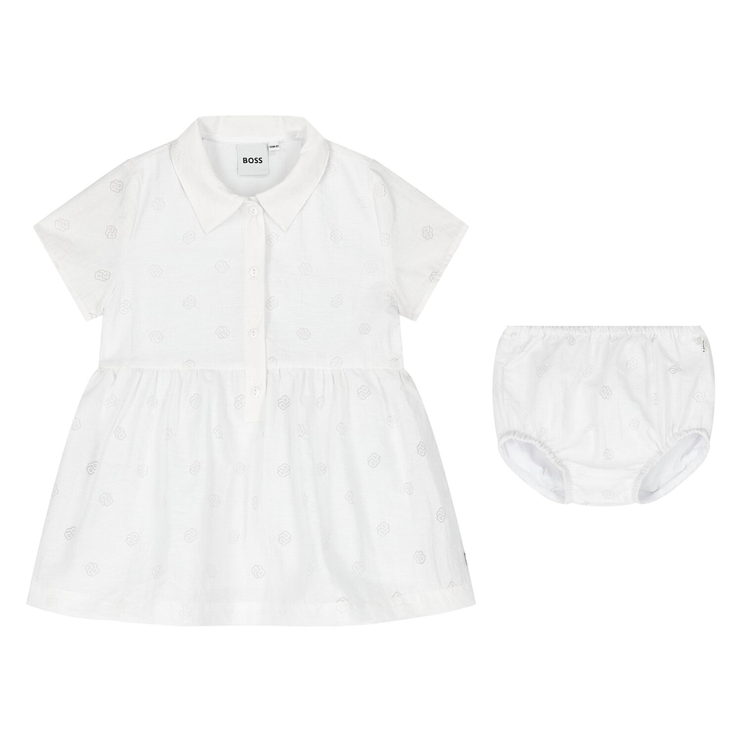 Baby Girls White Logo Dress Set, 1, hi-res