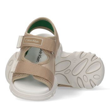 Boys Beige Logo Sandals
