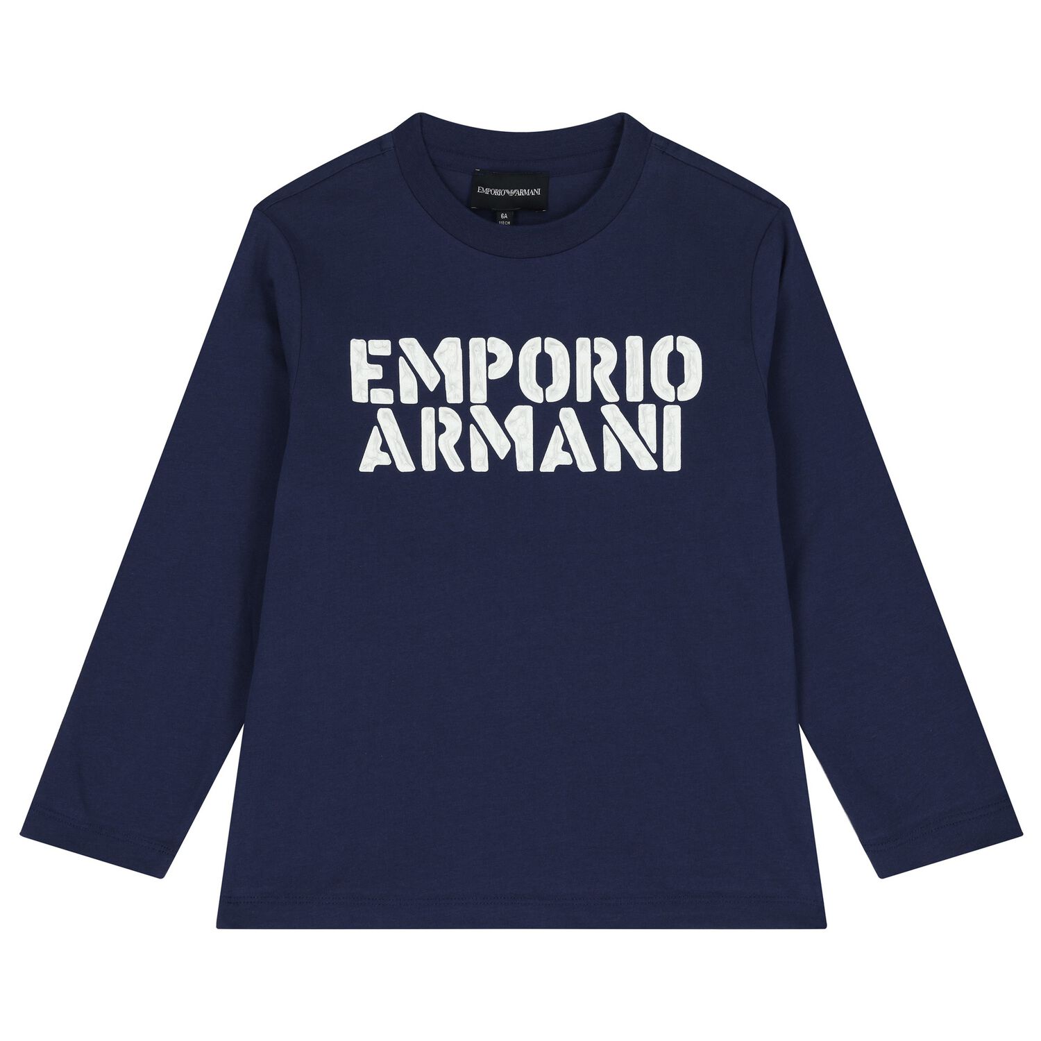 Boys Navy Blue Logo Long Sleeve Top, 1, hi-res