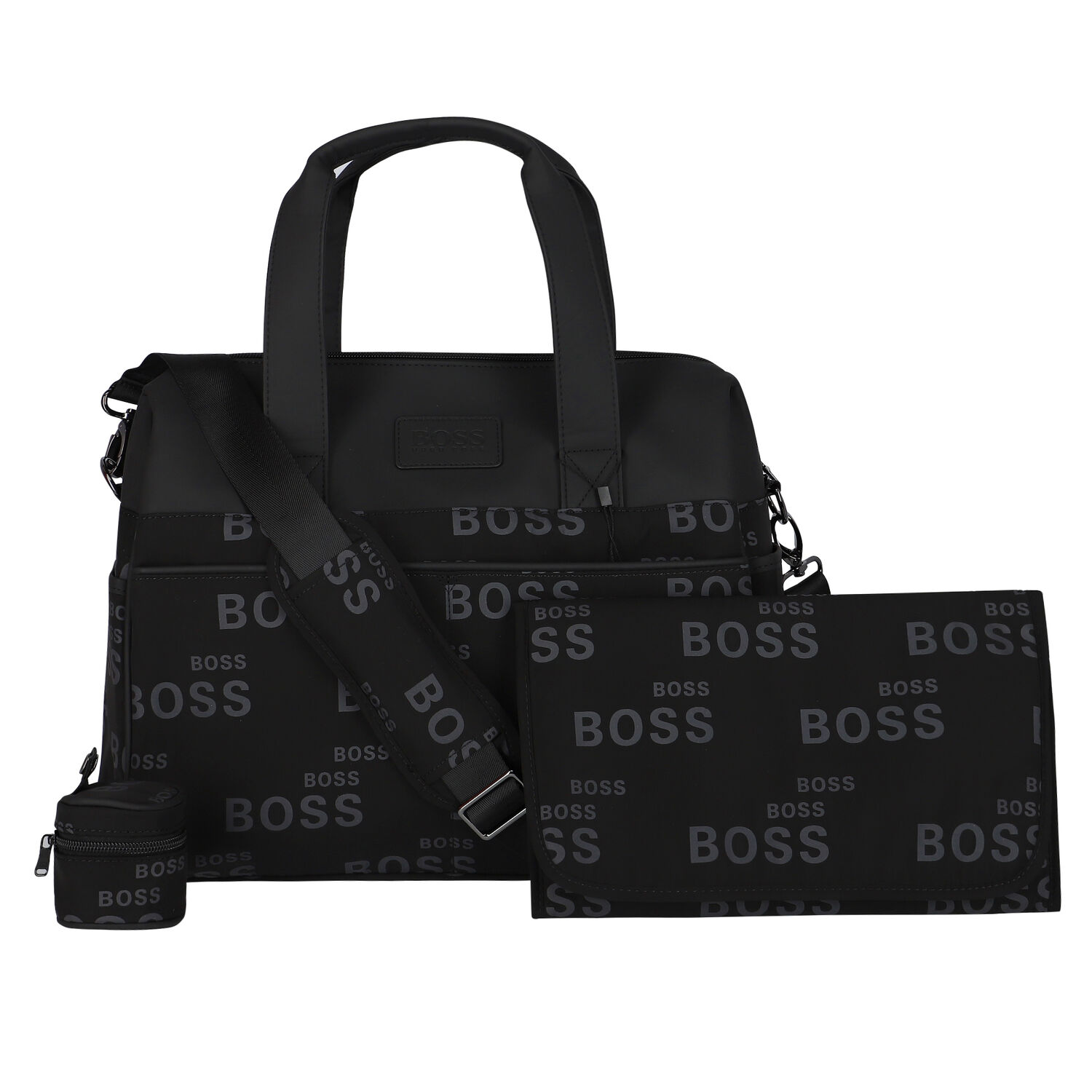 Black Logo Baby Changing Bag, 2, hi-res